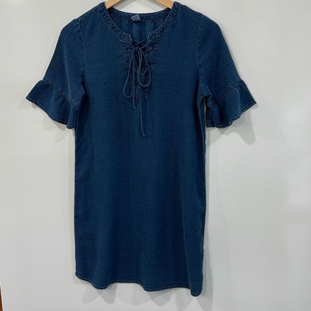 Old Navy Denim‎ Lace-Up Ruffle Sleeve Mini Dress S